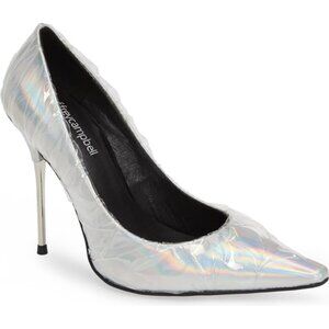 Jeffrey Campbell Bossy Iridescent Metal Stiletto Heels 7 Edgy Luxury